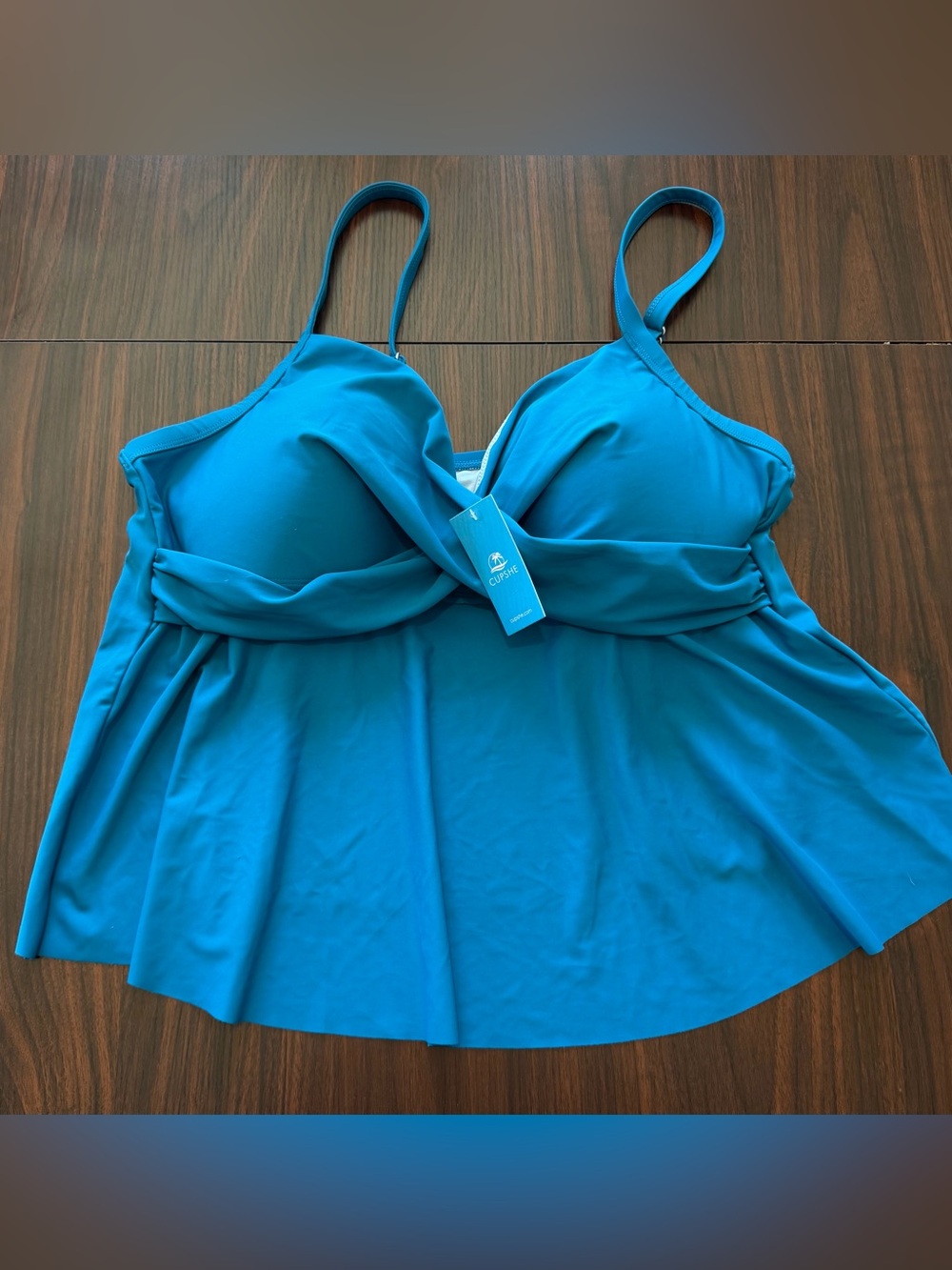 XXL/2X Cupshe Swim Tankini Top TEAL